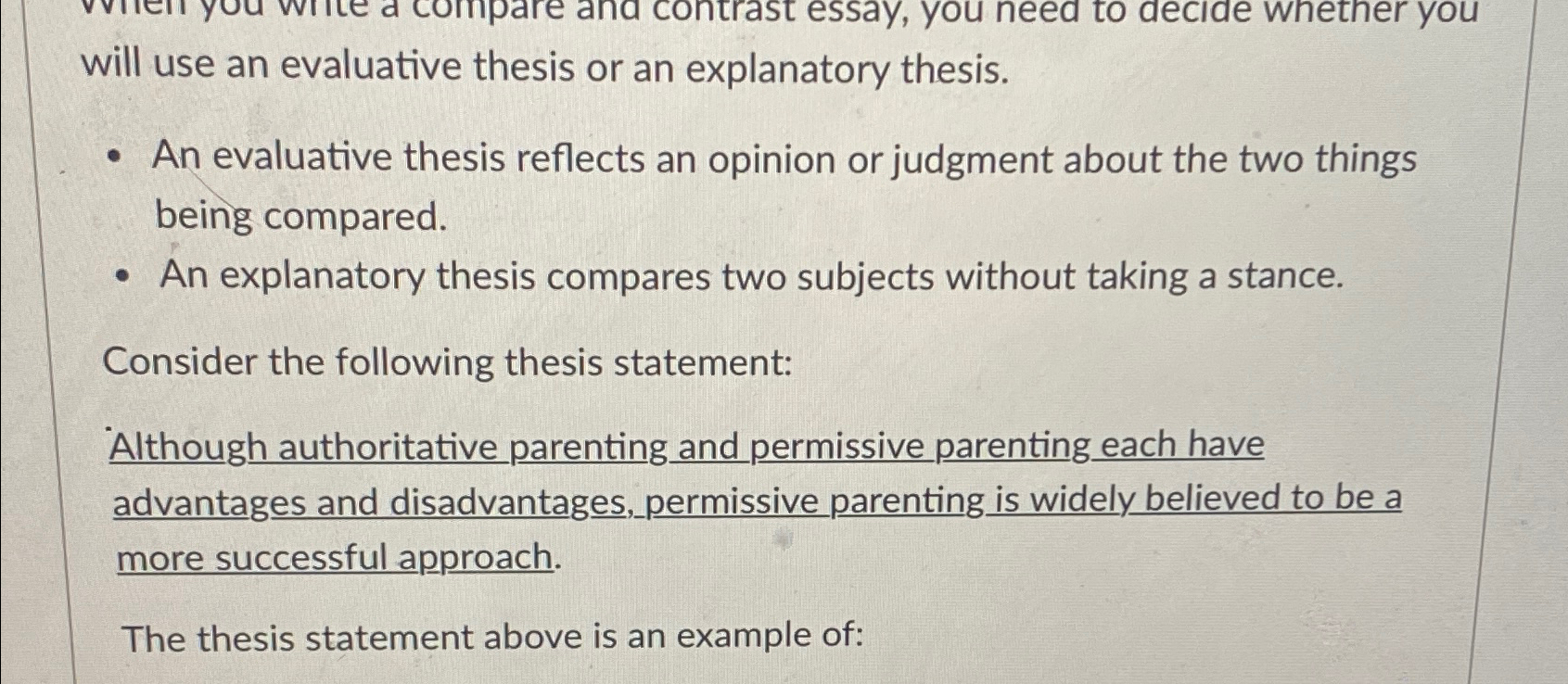 Solved Will Use An Evaluative Thesis Or An Explanatory | Chegg.com