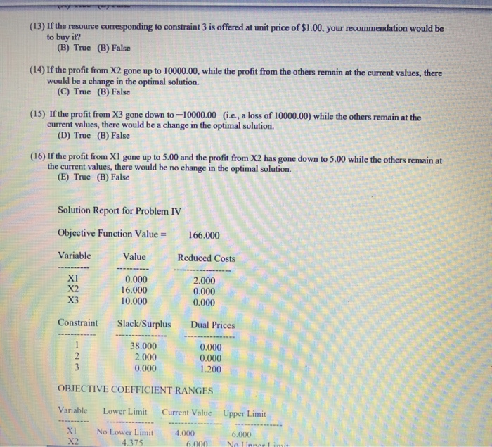 Consider problem IV (the LP problem given below) and | Chegg.com