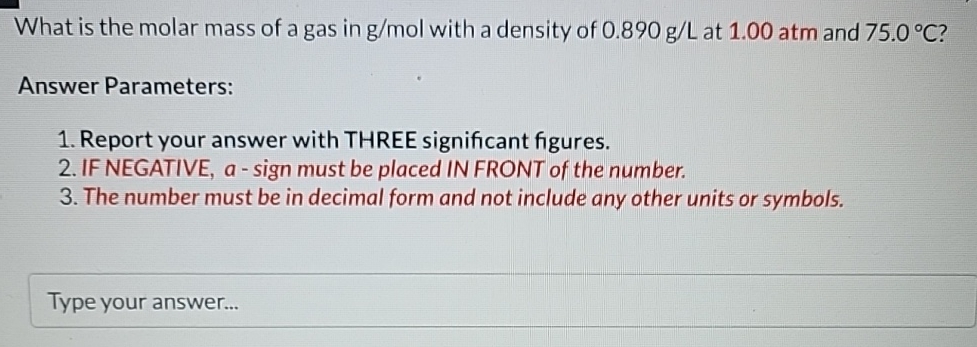 Solved What Is The Molar Mass Of A Gas In Gmol ﻿with A 5367