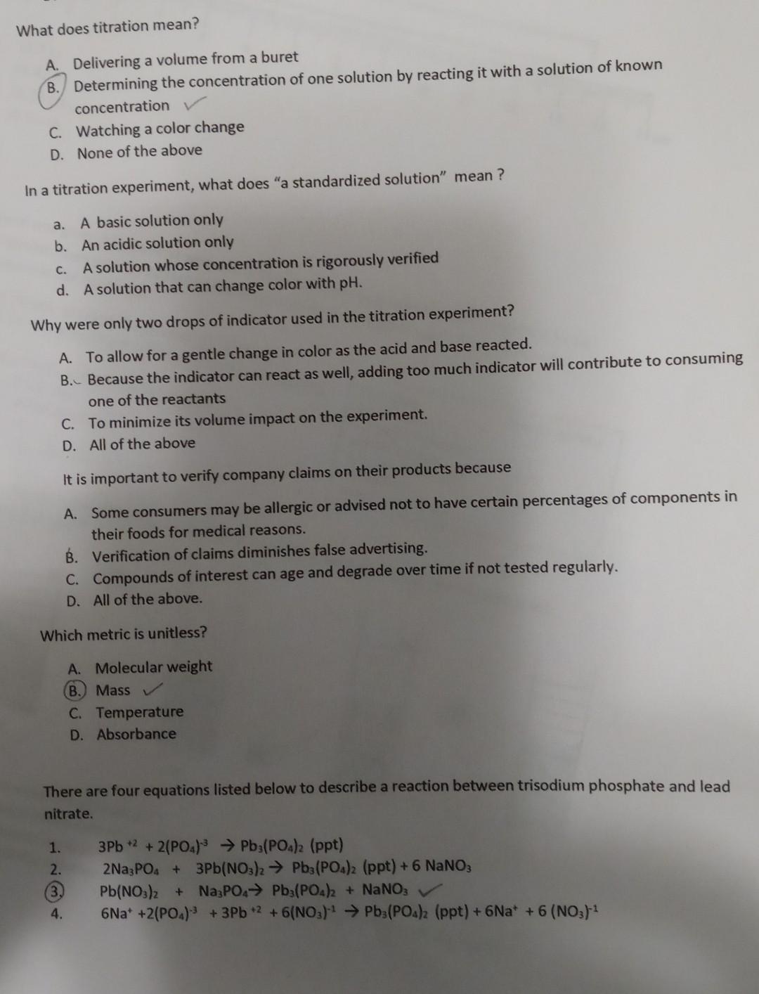Solved What does titration mean? A. Delivering a volume from