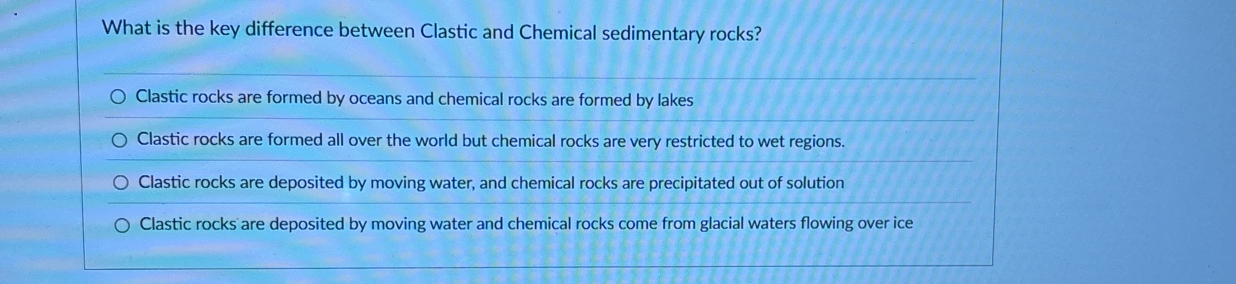 Solved What Is The Key Difference Between Clastic And Chegg Com