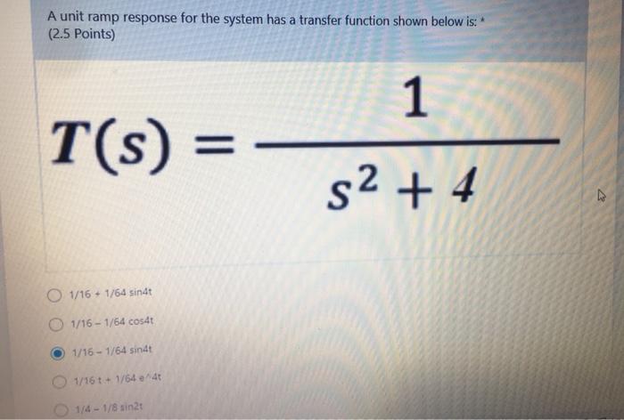 Solved A unit ramp response for the system has a transfer | Chegg.com