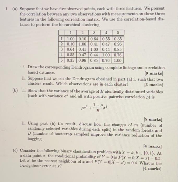 Solved 1. (a) Suppose that we have five observed points, | Chegg.com