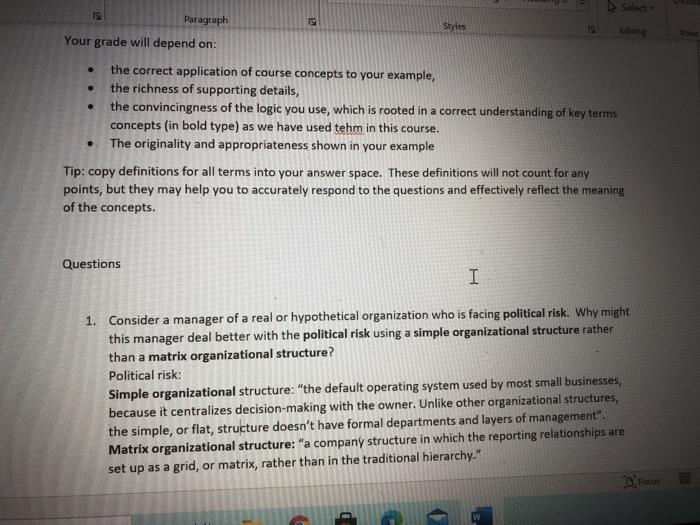 Solved Paragraph Styles Your grade will depend on: . the | Chegg.com