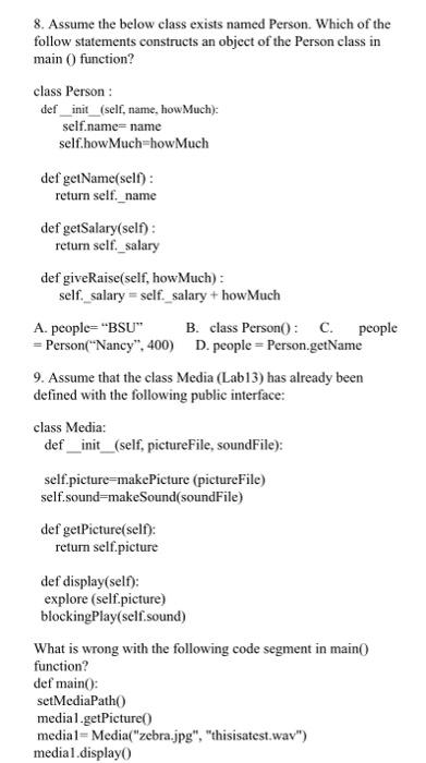 Solved 1. What is the name of the instance variable in the | Chegg.com
