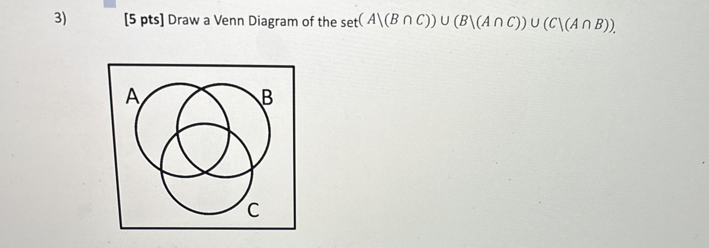 Solved Pts Draw A Venn Diagram Of The Set Chegg Com