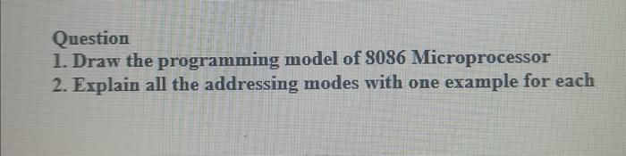 Solved Question 1. Draw the programming model of 8086 | Chegg.com