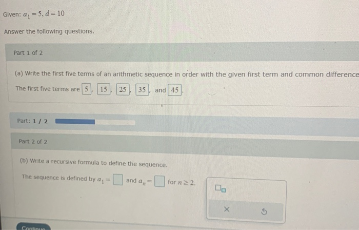 Solved Given: a = 5, d = 10 Answer the following questions. | Chegg.com