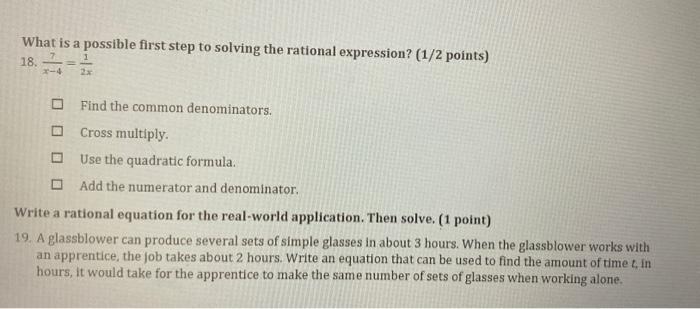 Solved What is a possible first step to solving the rational | Chegg.com