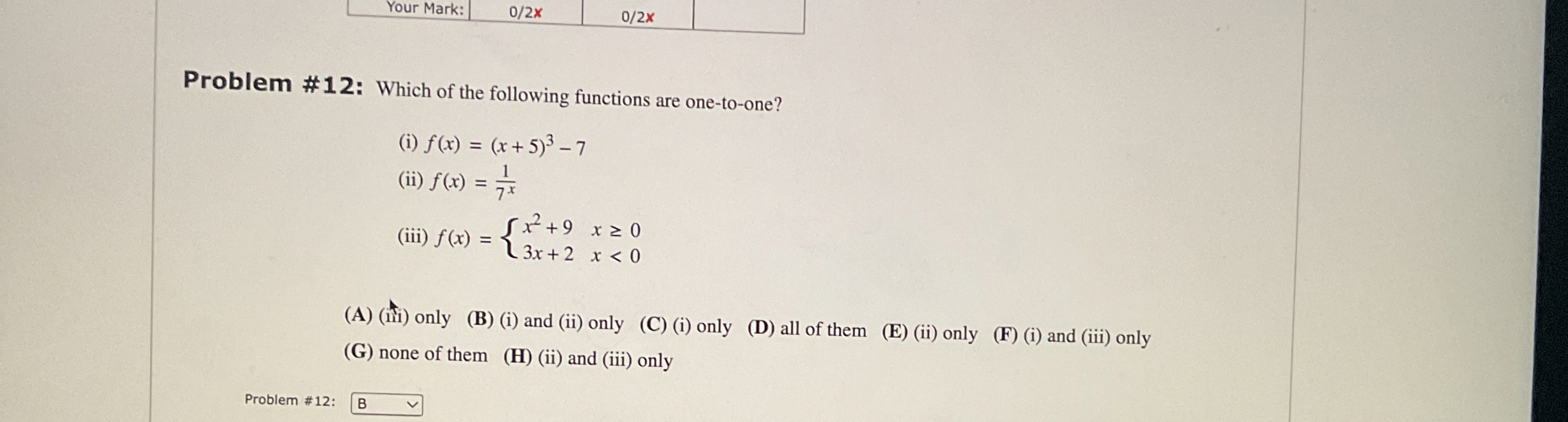Solved Problem #12: Which of the following functions are | Chegg.com