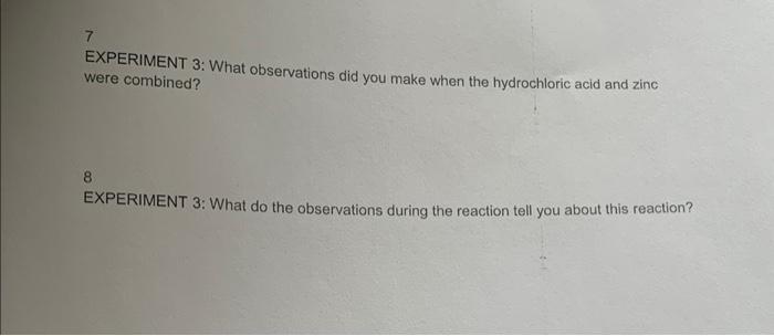 experiment with hydrochloric acid