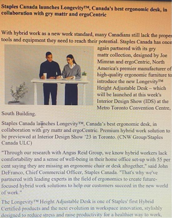 Staples Canada launches Longevity TM, Canada's best