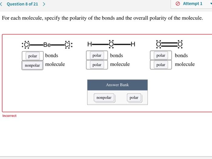 Solved For Each Molecule, Specify The Polarity Of The Bon