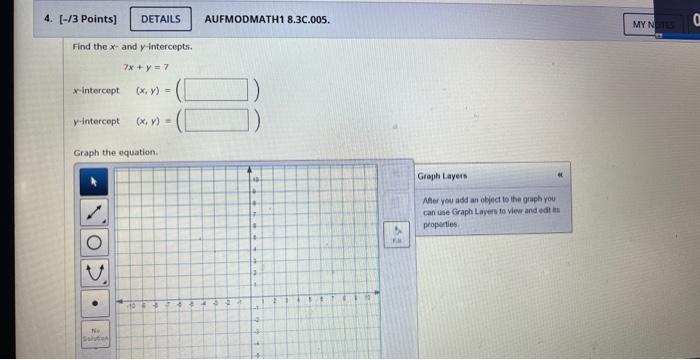 Solved AUFMODMATH1 8.3C.005. Find the x - and y-intercepts. | Chegg.com