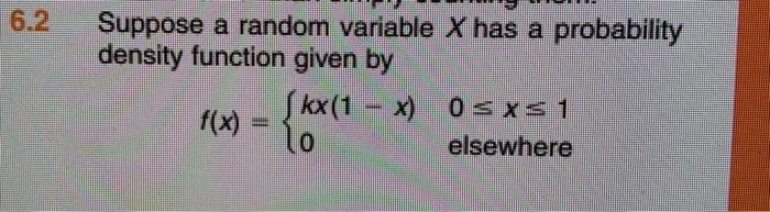 Solved Suppose a random variable X has a probability density | Chegg.com