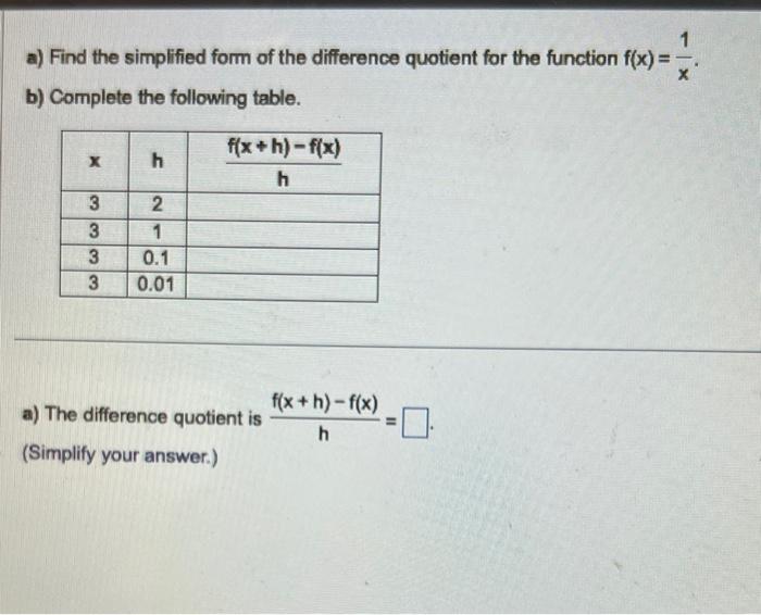 Solved a) Find the simplified form of the difference | Chegg.com