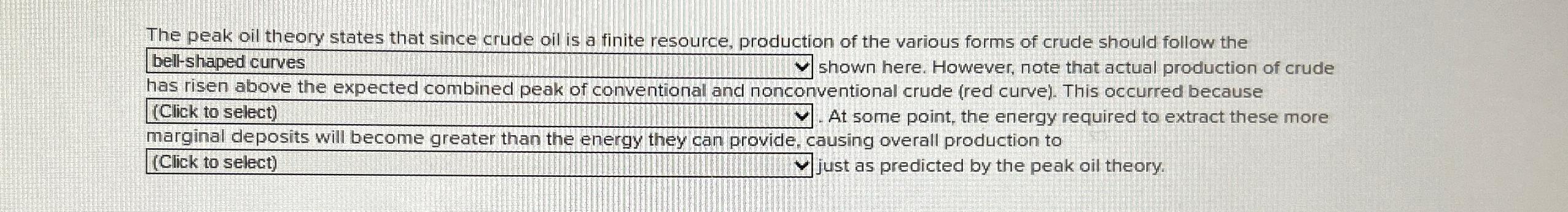 Solved The peak oil theory states that since crude oil is a | Chegg.com