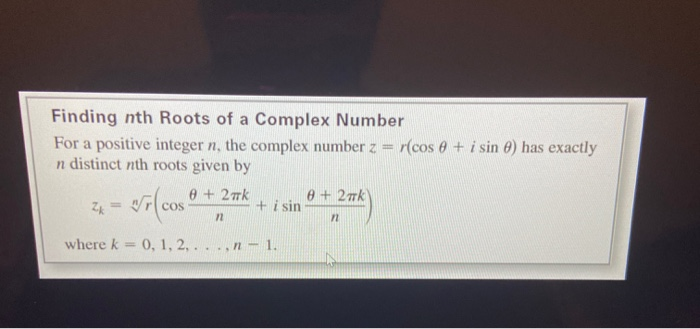 Solved Consider the following Cube roots of 1728 k isin to | Chegg.com