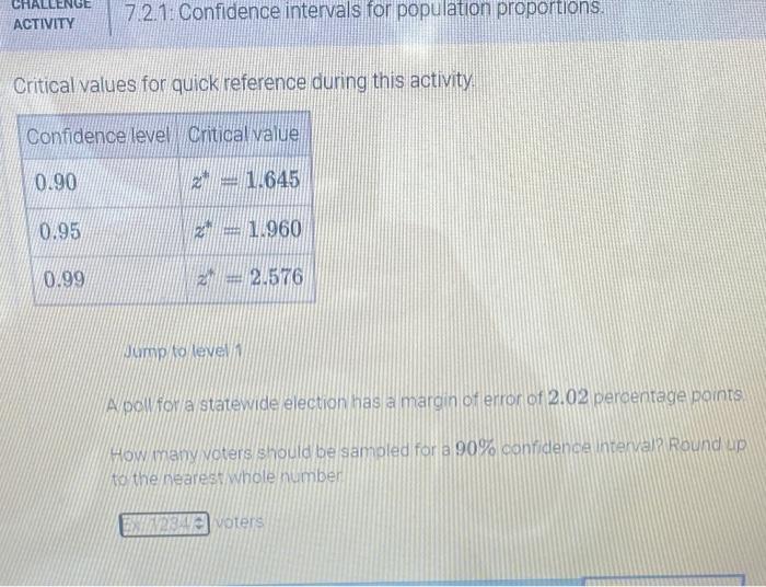 Solved CHALLENGE 7.2.1: Confidence intervals for population | Chegg.com