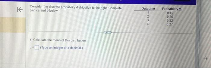 Solved Consider the discrete probability distribution to the | Chegg.com