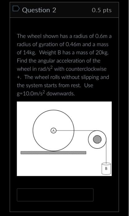 Solved Question 1 0.5 pts The wheel shown has a radius of | Chegg.com