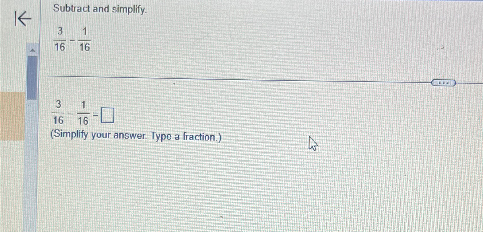 3 8 subtract 1 16 as a fraction