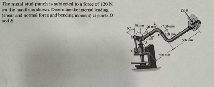 Solved 120 N The Metal Stud Punch Is Subjected To A Force Of | Chegg.com