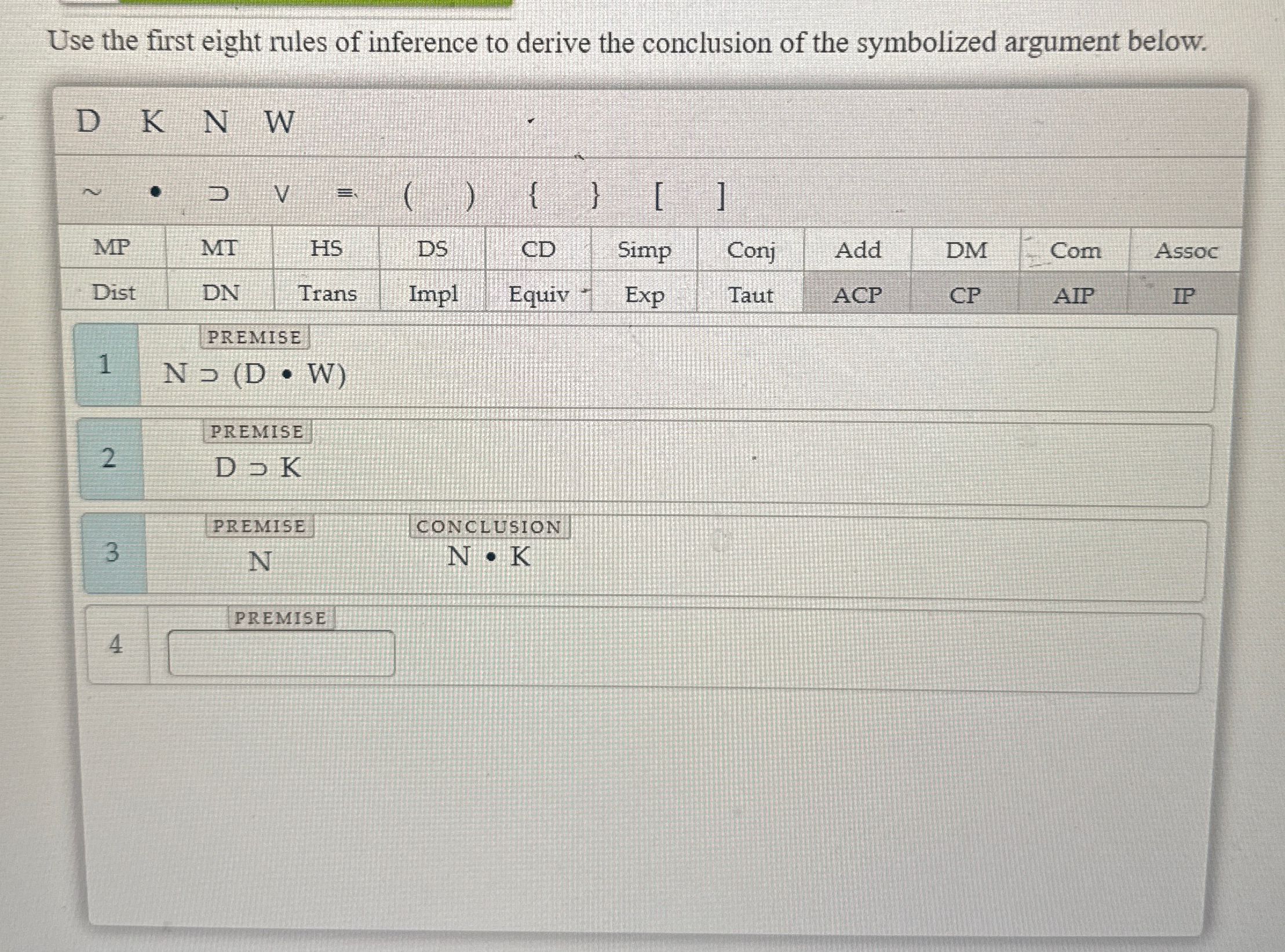 Use the first eight rules of inference to derive the | Chegg.com