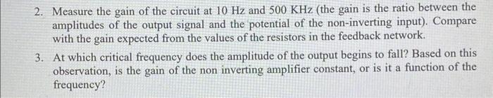 non inverting amplifier experiment theory