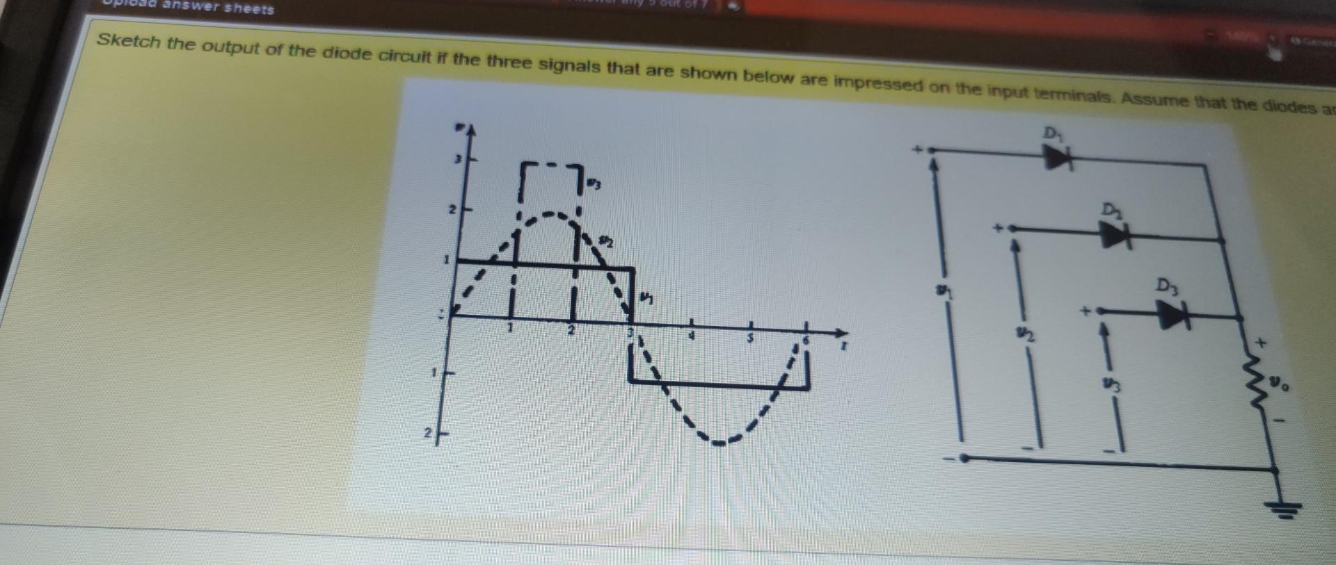 Solved Sketch the output of the diode circuit if the three | Chegg.com