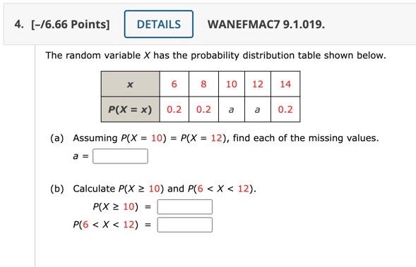 Solved The random variable X has the probability | Chegg.com