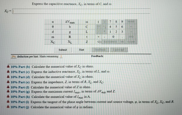 Solved Hr In A Simple Ac Circuit Shown On The Right C 0 Chegg Com