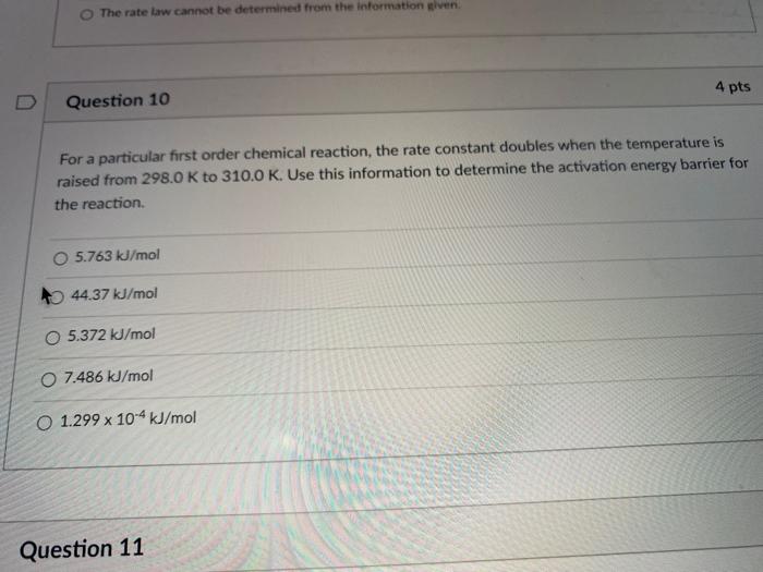 Solved D Question 8 A certain chemical reaction occurs by | Chegg.com