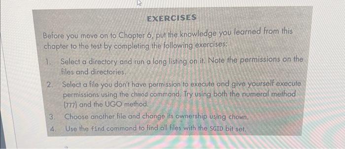 Solved EXERCISES Before you move on to Chapter 6 , put the | Chegg.com