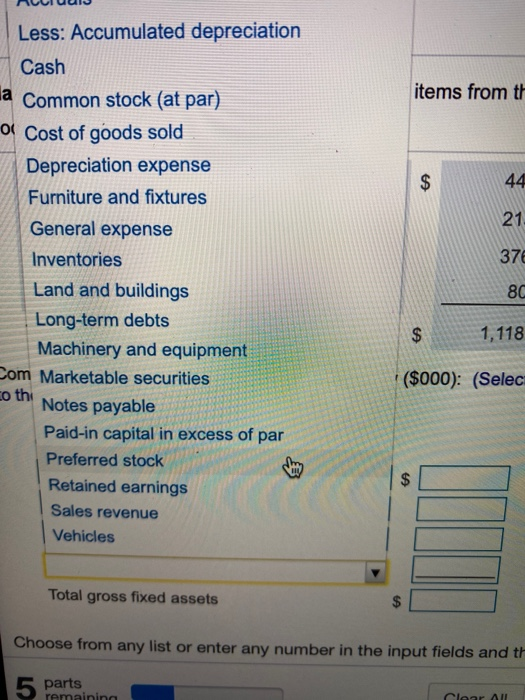 Solved Balance Sheet Preparation Use The Appropriate Items | Chegg.com