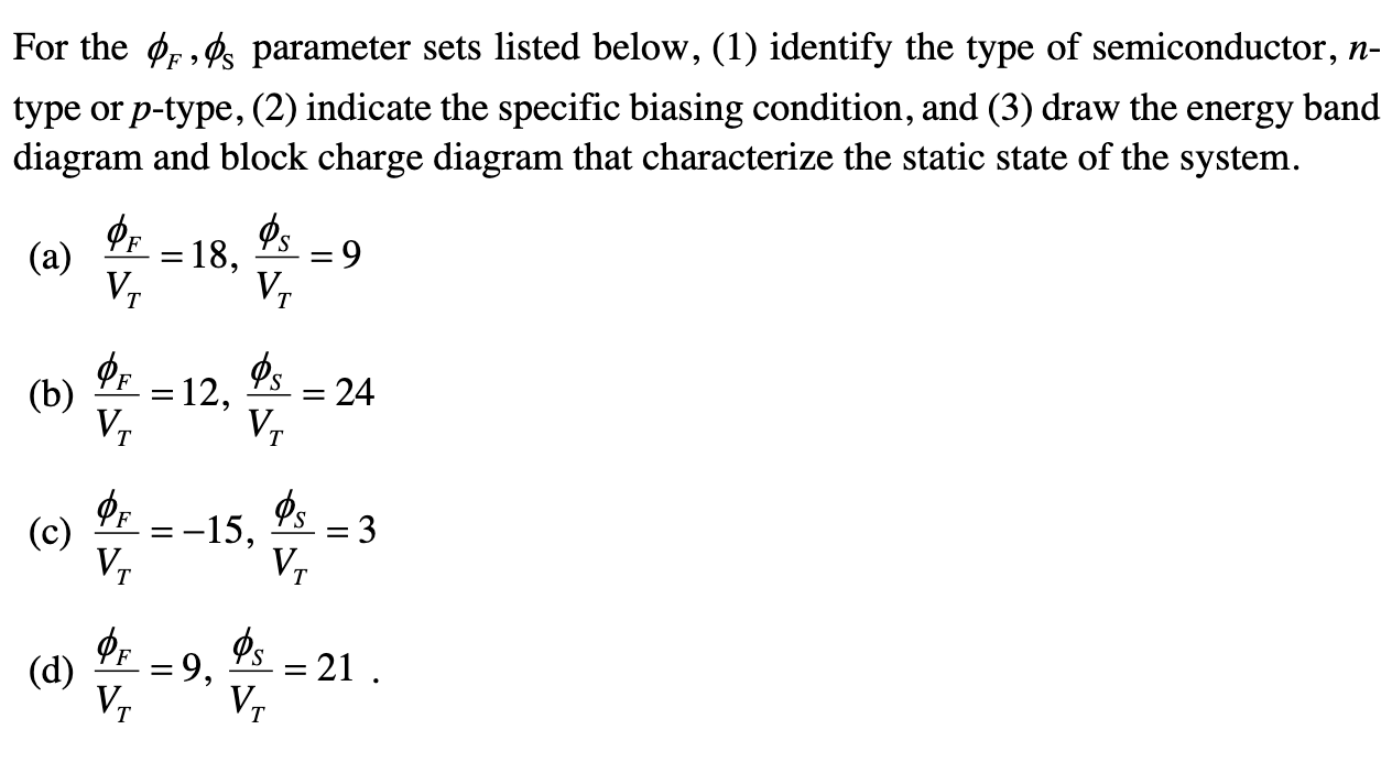 Solved For the φF,φS ﻿parameter sets listed below, (1) | Chegg.com