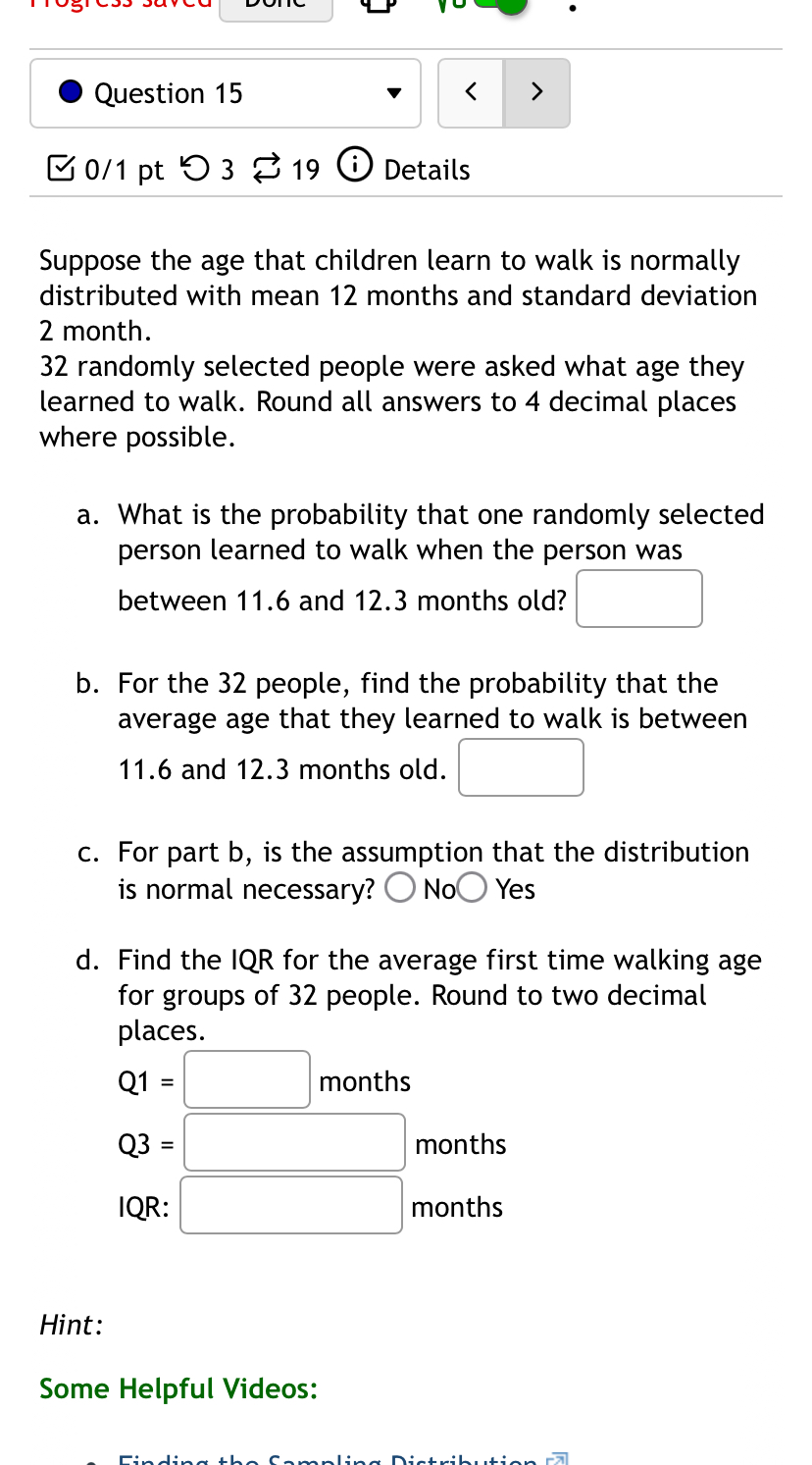 Solved Question 1501pt(i)DetailsSuppose the age that | Chegg.com