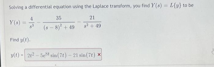 Solved Solving a differential equation using the Laplace | Chegg.com
