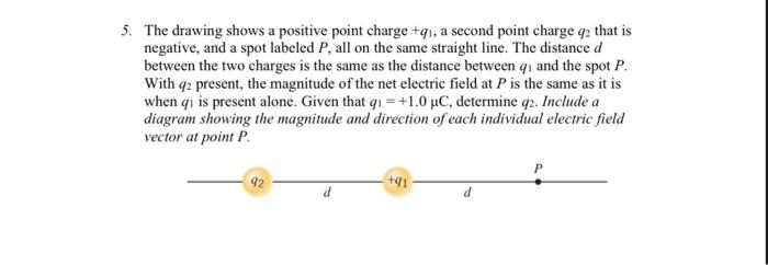 Solved 5. The drawing shows a positive point charge +qi, a | Chegg.com