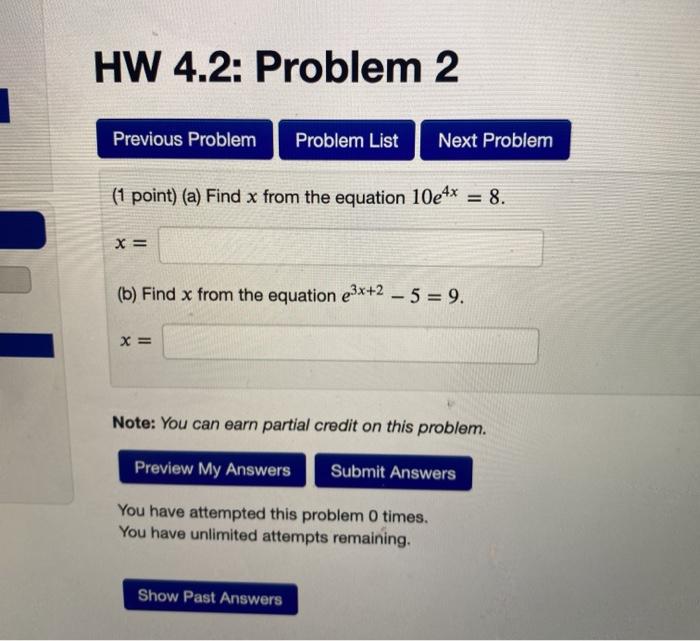 Solved HW 4.2: Problem 2 Previous Problem Problem List | Chegg.com