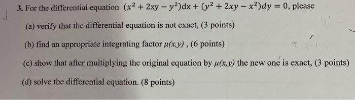 Solved For The Differential Equation Chegg Com