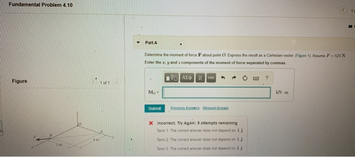 Solved Fundamental Problem 4.10 Part A Determine the moment | Chegg.com
