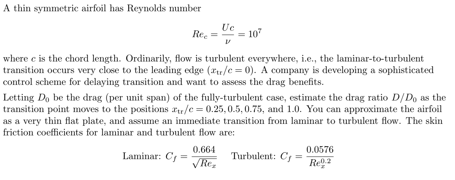Solved A thin symmetric airfoil has Reynolds | Chegg.com