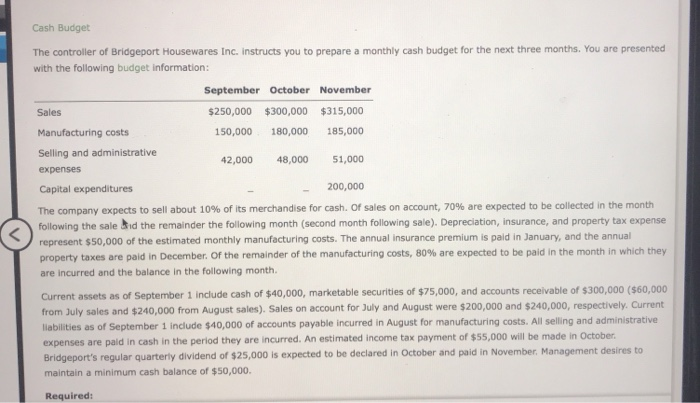 solved-cash-budget-the-controller-of-bridgeport-housewares-chegg