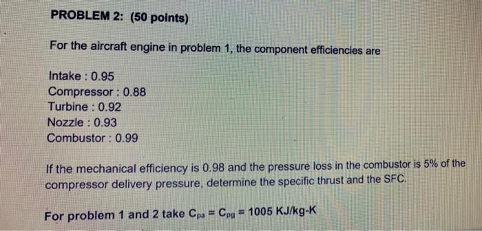 Solved PROBLEM 2: (50 points) For the aircraft engine in | Chegg.com