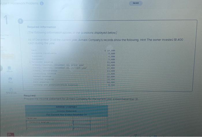 Solved Prepare the income statement for Armani Company for | Chegg.com