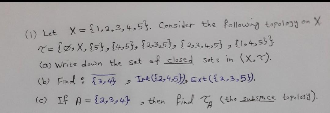 Solved (1) Let X = {1,2,3,4,5}. Consider The Following | Chegg.com