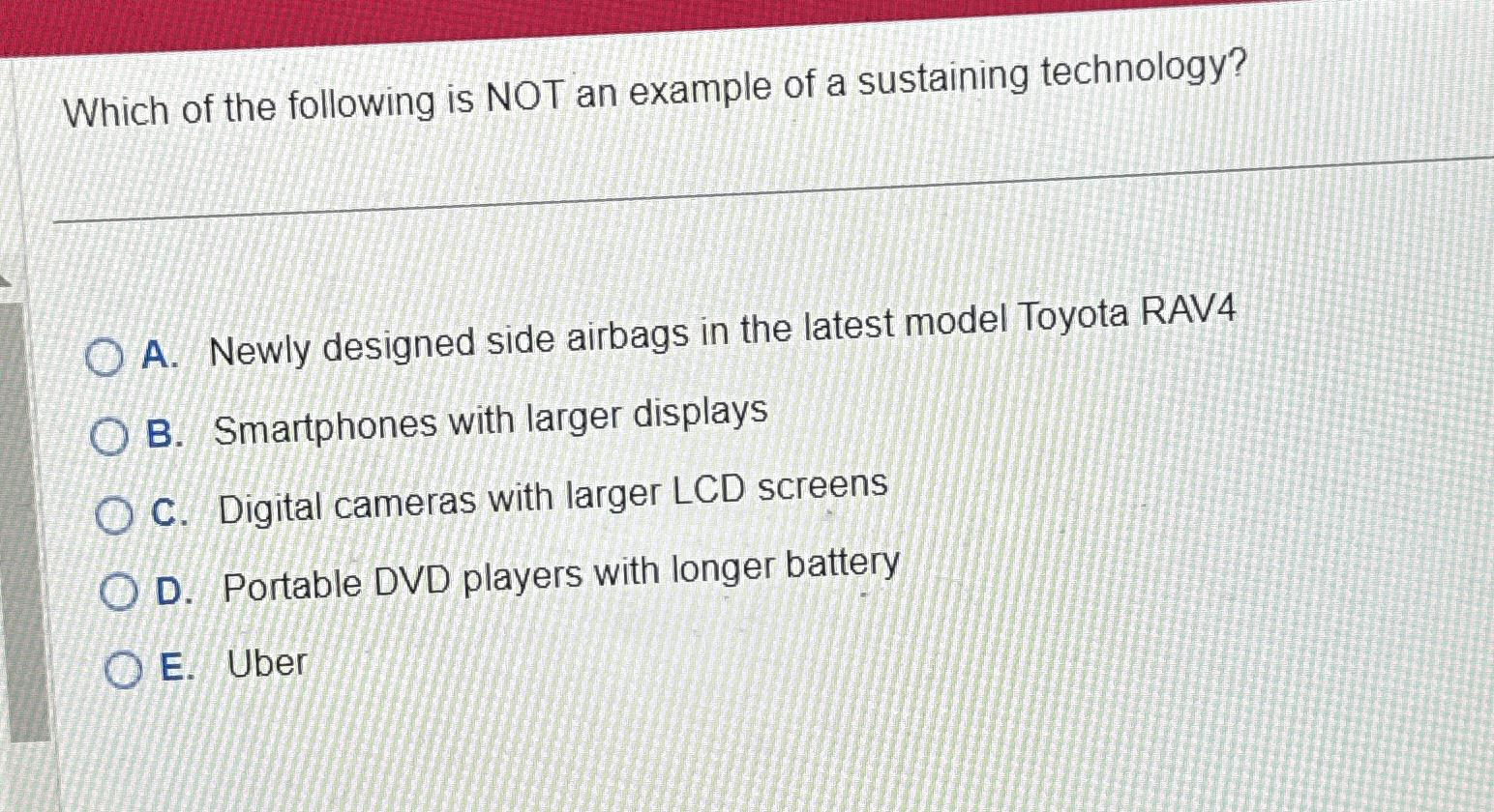 Solved Which of the following is NOT an example of a | Chegg.com