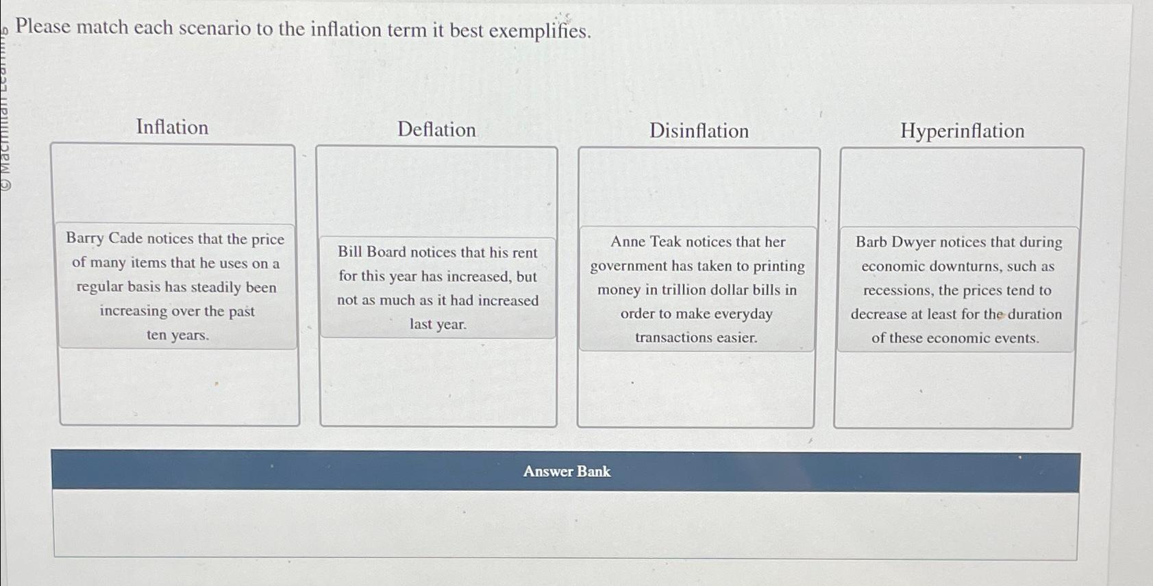 Solved Please match each scenario to the inflation term it | Chegg.com 