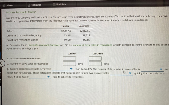 Solved Ebook Calculator Print Item Accounts Receivable Chegg Com